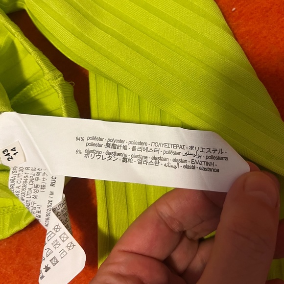 Zara lime green long sleeve ribbed cropped top NWT - Picture 6 of 9